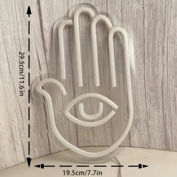 *1 DAY SALE* Purple Hamsa Hand Fatima Evil Eye Neon Light Lamp Wall Sign Hanging - Picture 8 of 8